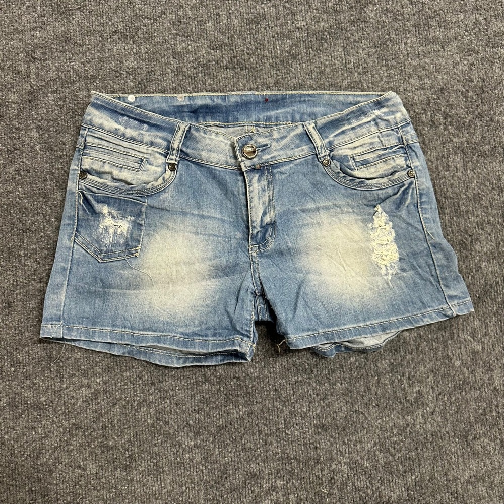 Collection Denim Shorts Womens Size 46 Blue Distressed Low Rise Frayed Casual